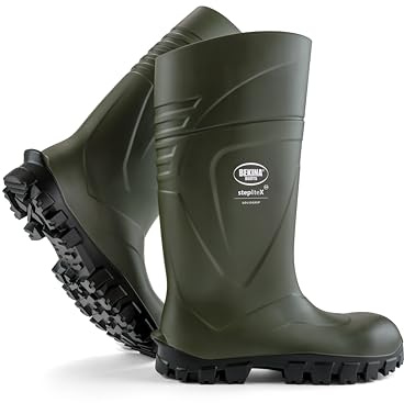 Bekina Steplite X O4 Robuste Sicherheitsstiefel für Herren und Damen ohne Stahlkappe, rutschfest, Weite Passform, Wasserdicht, resistent gegen Reinigungsmittel, isolierend bis - 30 Grad, grün, EU 48