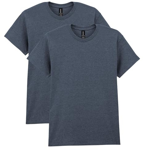 Gildan Heavy Cotton T-Shirt, Style G5000, Multipack Chemise, Dark Heather (Lot de 2), Homme