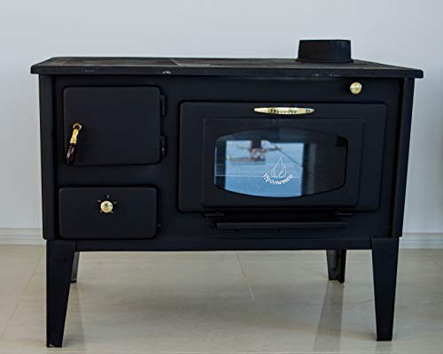 Stufa cucina a Legna e carbone in Acciaio 7/10Kw più FORNO con Piano in Ghisa