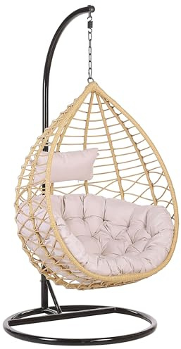 Boho Beige Rotting Hängstol Bas Stativ Inomhus Utomhus Korg Arsita