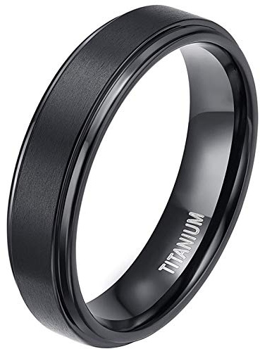 Zakk Anello da uomo e da donna titanio anelli di fidanzamento fedi nuziali nero spazzolato 4mm 6mm 39mm (6mm,62 (19.7))