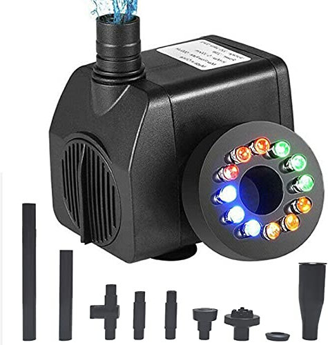 HIOD 110-240V Luces de Colores Bomba de Agua Luces de Cuentas LED Bomba de Fuente Subacuática Estanque Acuario Máquina de Fuente Sumergible Bomba de Acuario,UK Plug