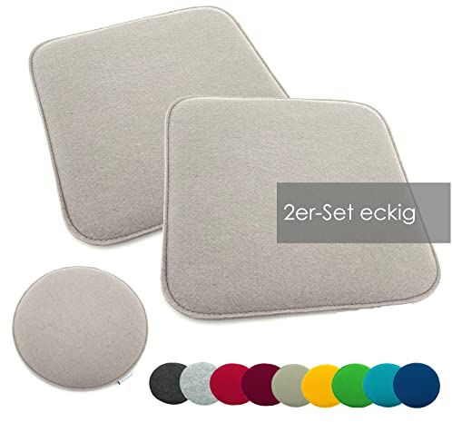 heimtexland ® 2er Pack Sitzkissen Filz Stuhlkissen Bodenkissen Polster Stuhlauflage Indoor Outdoor Kissen eckig Typ631 Filzkissen Sand 35x35 cm 2 Stück
