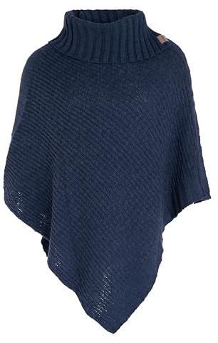 Knit Factory - Nicky Poncho Tricoté - Cape Femme - Poncho Femme - Poncho pour l’Automne et l’Hiver - Poncho en Laine et Acrylique - avec col écharpe - Jeans - Taille Unique