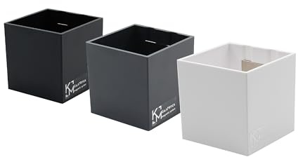 KalaMitica - Lot de 3 cubes magnétiques de 6,5 cm - Blanc, Plomb, Noir - Boîtes de rangement ou cache-pots magnétiques avec aimant puissant pour tableaux magnétiques muraux