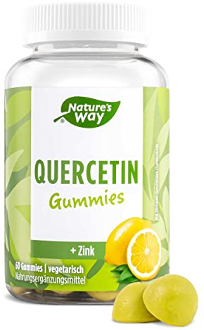 Nature's Way Quercetin Zink Gummies - Immunsystem stärken mit Zitronen Geschmack - aus den Blüten des Japanischen Schnurbaums - 60x vegetarische Gummibärchen mit Zink ohne künstliche Zusätze
