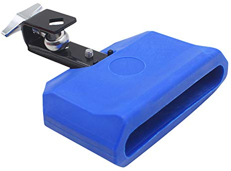 Kuhglocke für Schlagzeug Verstellbare Halterung, Kunststoff, Musikalischer Percussion Block, Latin Drum Instrument (Blau)