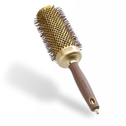 Olivia Garden Expert Blowout Speed – Guld & Brun - 55 - Keramisk rundborste med extra lång kropp för 25% snabbare föningar