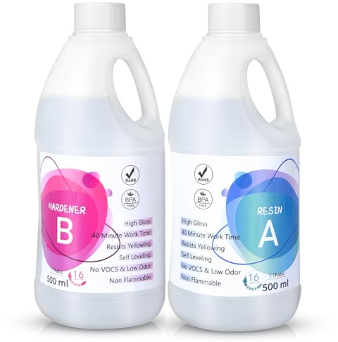 1000ml Epoxidharz, transparent Epoxidharz mit Härter,Epoxidharz Set Anfänger,1: 1-Verhältnis; Kunstharz-Beschichtung, kristallklar, für Holz,künstlerische Kreationen, Schmuckherstellung Kunst