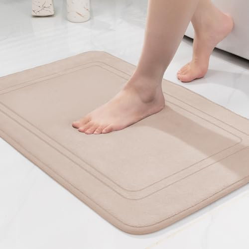 chakme Badematte rutschfest,Badezimmerteppich Weich Badteppich Saugfähige Badvorleger Duschvorleger Fussmatte für Badezimmer Beige 43x61cm