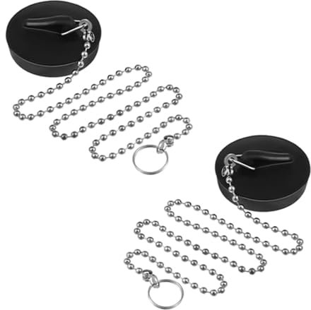 Bouchon Évier Cuisine,Bouchon de Baignoire Universel avec Chaîne à Billes,2 Pièces Bouchon Lavabo en Caoutchouc Noir,Bouchon Baignoire Universel pour Baignoire et Lavabo,Pratique et Durable
