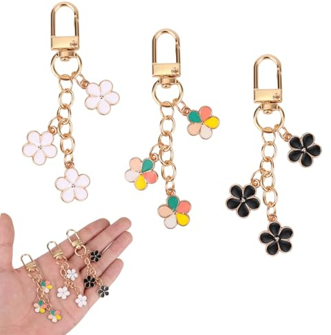 Mikovivi 3pcs Porte-clés Fleurs Femme, Porte-Clés Mignons Breloques Florales pour Sac à Main Keychains Accessoires Bijoux pour Sac à Main Cadeaux Femme