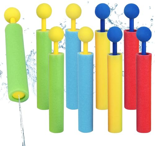 Lot de 8 pistolets à eau pour enfants, en mousse, 21,5 cm, multicolores, pour l'extérieur, la plage, le jardin, les batailles d'eau, les jouets aquatiques pour enfants et adultes