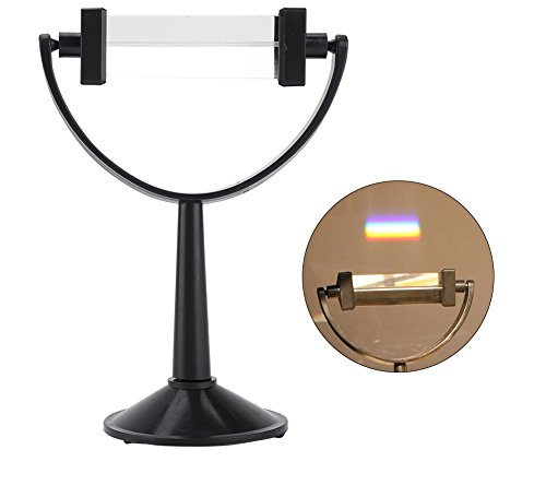 TOPINCN Triangular Prism with Stand Optical Glass Physics Light Spectrum Teaching Tool Science Experiment Equipment Kindergarten Primary School High School Black Stand