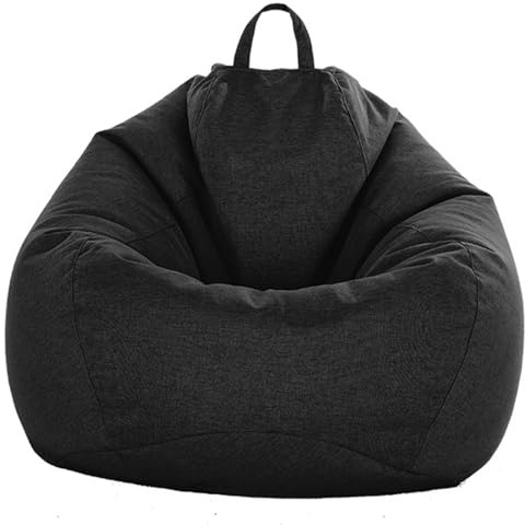 BotYcht Fodera per Poltrona Sacco(Senza Riempimento), Copertura per Pouf Poltrona Puff in Panno di Lino Lavabile per Soggiorno Camera da Letto Balcone,Nero,S