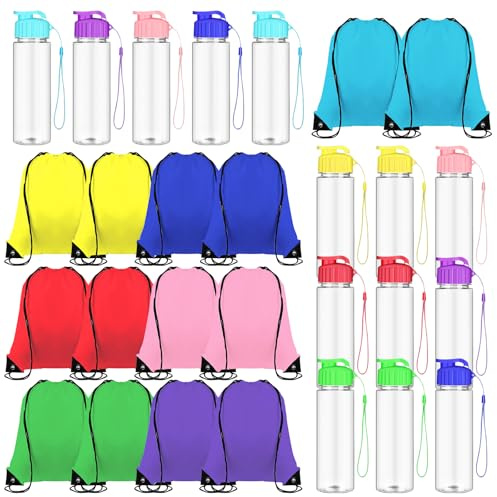 Malloom Set di 14 bottiglie d'acqua da 500 ml, in plastica, con chiusura ermetica, riutilizzabili, per sport, palestra, viaggi, feste all'aperto