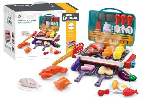 wueiooskj Magical Meals Kinder Sensory Küchen Grillset, realistische Grills, Gewürze zum Vortäuschen, Spaß und Gewürze zum Vortäuschen. Magical Meals Kindergrill mit Rauchgeräuschen und Licht, Blau