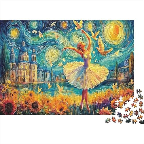 Ballerina Starry Night 1000 Piece Recycled Cardboard Ballerina in Sunflower Field Jigsaw Puzzle for Adults Anxiety Relief Toy for Wall Decoration And Gift Classic Great Gift Idea for Traditional Puzzl