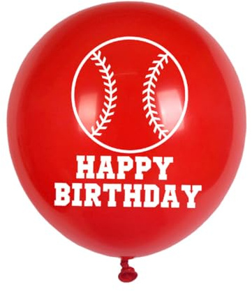 WESIEVYA 24 Globos de Látex Diseño de Béisbol para Decoración de Fiestas Deportivas y Cumpleaños, Colores Surtidos, Adecuado para Decorar Ventanas y Bodas Color Aleatorio