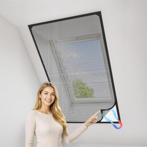 MLEJU Mosquitera Magnética Ventana, 150x180 cm Marco Negro Malla Negro