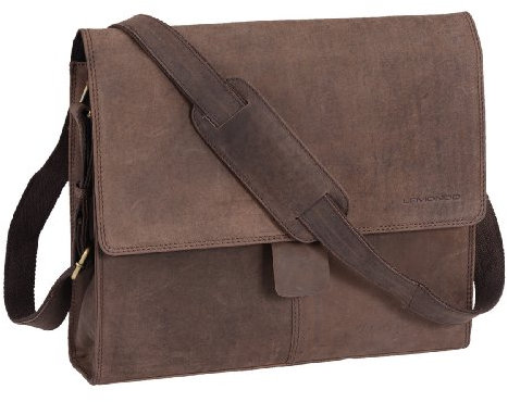 LEMONDO Lehrertasche, Echt-Leder, Dunkelbraun, 36x29x9cm
