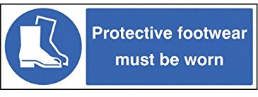 Caledonia Signs 25201G Protective Footwear Must be Worn Sign, Self Adhesive Vinyl, 300 mm x 100 mm
