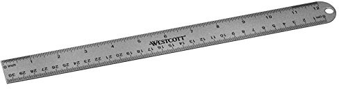 Westcott E-14176 00 Aluminium-Lineal, unzerbrechlich, 30 cm, cm- und inch-Einteilung, grau