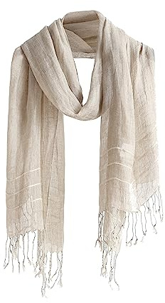 Jeelow Bufanda ligera de verano, chal ligero con tacto de lino, bufandas para hombres y mujeres, Rayas de lino., Large