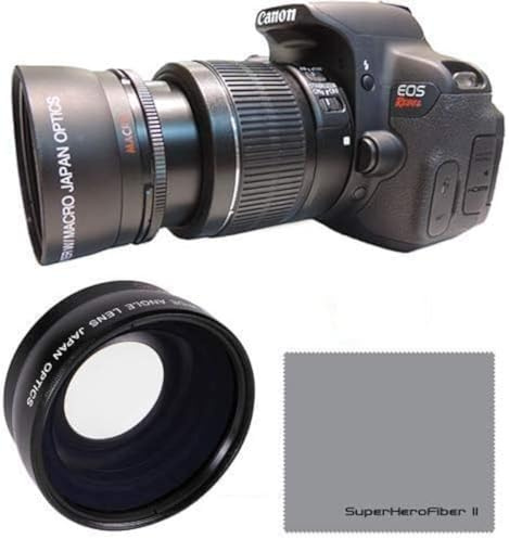 HD OPTICS 58MM 0.43x Professional HD Wide Angle Lens for Canon EOS Rebel 77D T7i T6s T6i T6 T5i T5 T4i T3i T3 SL1 1100D 700D 650D 600D 550D 1100D 1200D 1300D SL2 XT XTI XS XSI ELAN