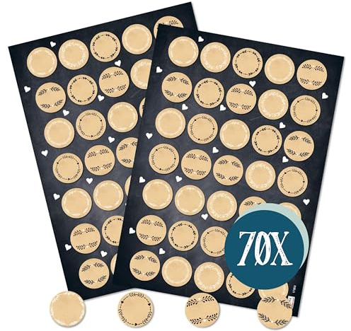 Autocollants vierges, lot de 70: Stickers ronds aspect papier kraft brun Ø 3,2 cm, à personnaliser pour mariage, cadeau, baptême, scrapbooking, étiquettes DIY, autocollants personnalisés