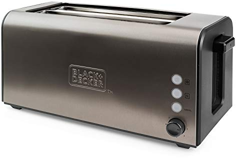Tostadora Black+Decker con 2 ranuras extra largas y extra anchas. Inox