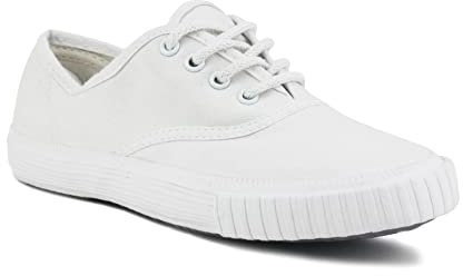 DEK Boys Girls Unisex Canvas Lace Up PE Pumps Sports Back to School Uniform Trainers Plimsolls (White, Numeric_4)