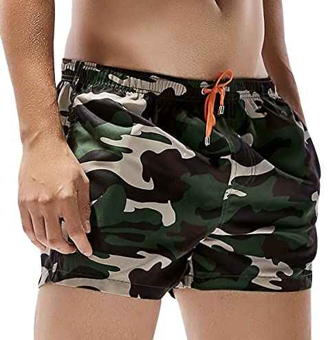 Costume da Bagno Uomo Costumi da Bagno Uomo Costume Pantaloncino Piscina Mare Nuoto Surf Mimetico Uomo Corto Costumi Sportivi Uomini Corti Short Pantaloncini Mare Spiaggia Uomo Swim Shorts Men Verde S