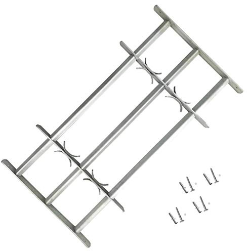 Homgoday Fönstergaller, justerbart fönstergaller, säkerhetsskruvar, utdragbart galler för inbrottsskydd, inbrottsskydd, galler med 3 tvärstavar, 1000–1500 mm