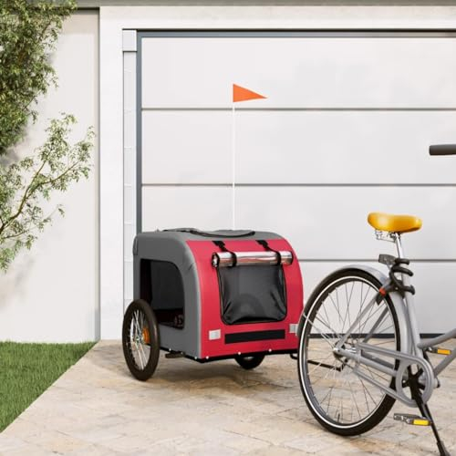 ShGaxin Hundcykel Trailer Järn Oxford Tyg Röd Grå, Hund Cykel Trailer, Lastcykel Trailer - 93838