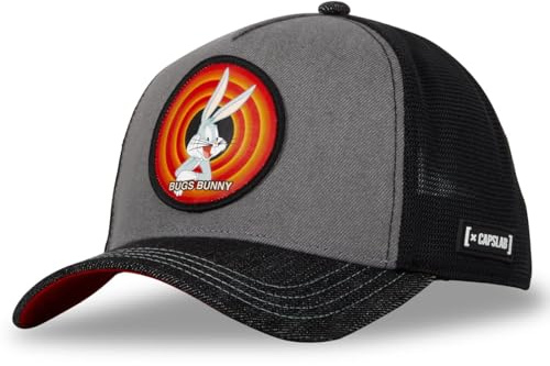 Capslab Bugs Bunny Looney Tunes Denim Grau Schwarz Verstellbare Truckercap - One-Size