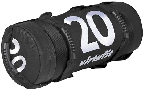 VirtuFit Power Bag - Sac de Fitness - Poignées antidérapantes, Rempli, Similicuir - Sac de poids, Sac de sable, Corebag, Sacs de sable, Poids pour entraînement, Workout, Crossfit, Gym - 20 kg