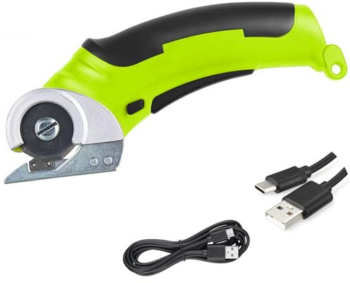 Schnurlose Elektrische Schere Set, Wiederaufladbarer Elektrischer Kistenschneider, Kabelloser Akku-Universalschneider Rollschneider, Kartonschneider für Stoffe, Teppiche, Leder, Filz, Papier, Pappe
