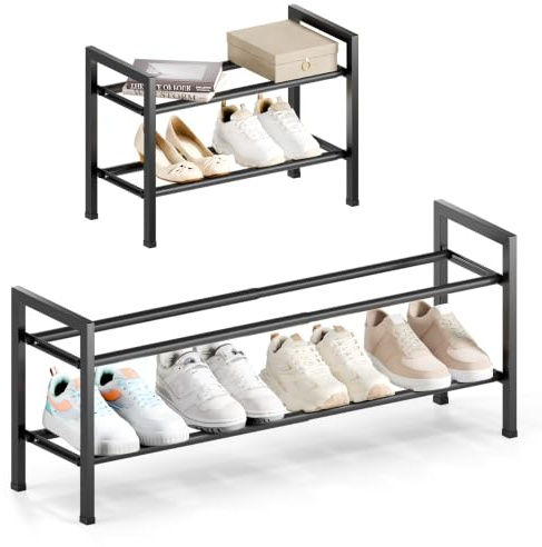 Bumusty 2 Tier Expandable Shoe Rack, Black