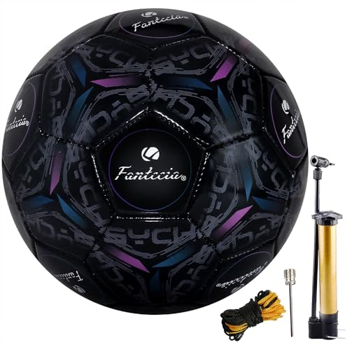 Fantecia Fußball Größe 6, Jugend Fußball für Outdoor und Indoor, Offizielle Größe und Gewicht Leder Fussball Ball