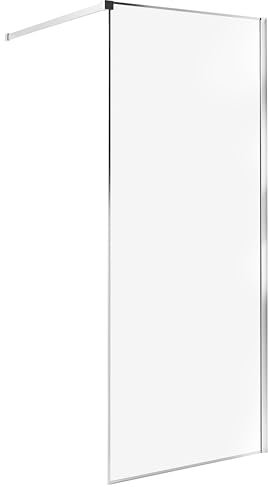 Badrum Duschvägg Härdat Glas Badrum Våtrum Minimalistisk 80 x 190 cm Silver Waspam