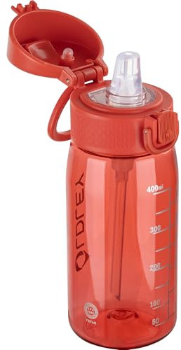 OLDLEY Kids Water Bottles with Straw 420ml/14oz BPA Free Tritan Water Bottle with Handle Leakproof Time Marker School Sports Drinking Bottle for Toddler Boys Girls (Red)