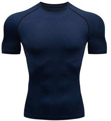 HYCOPROT Kompressionströjor för män kortärmad kompressionstopp atletisk träning t-shirt snabbtorkande sport baslager löpning undertröjor toppar