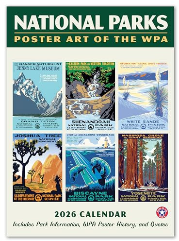 National Parks WPA Grid Wall Calendar 2026, Monthly January–December 8.75 x 12