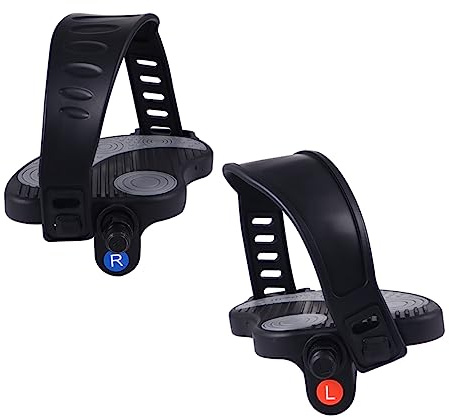 TOVINANNA 2-Piece Non-Skid Bike Platform Pedals with Straps for Exercise Bikes Adjustable and Compatible with Most Models for Indoor Cycling and Fitness Workouts Random Style