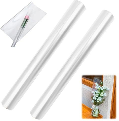 Rotolo di cellophane trasparente, 40 cm x 15 m, spessore 3 ml di cellophane trasparente, per cesti regalo, pellicola trasparente da imballaggio per fiore, confezione regalo basco, confezione regalo