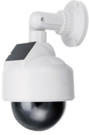 PORFOYO Dummy Kamera Solar Kamera Attrappe Mit Objektiv Und Rotem LED Licht, Security Dummy Speed Dome überwachungskamera, Videoüberwachung Attrappe Für Innen- Und Aussenbereich