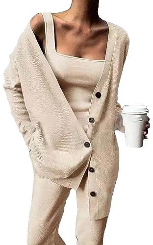 Completo Maglia Donna Elegante Comode Pantaloni a Gamba Larga E Maglione Top Manica Lunga Set Due Pezzi Invernale Leggera Tuta Casa Calda Curvy Completi Morbida Casual Complete Taglie Forti Outfits