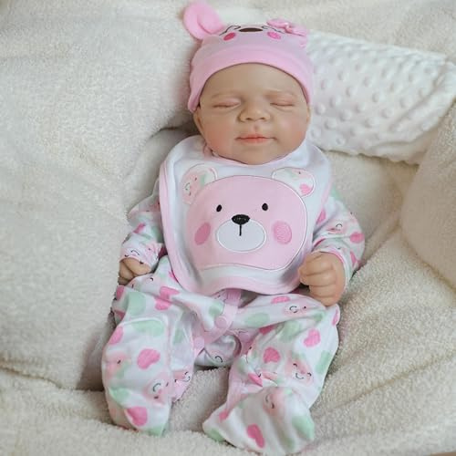 RXDOLL 45 cm (18 tum) Reborn-babydockor massiv platina silikon helkropp flicka realistisk anatomiskt korrekt babydocka som ser verklig ut full silikon nyfödda dockor möjliga