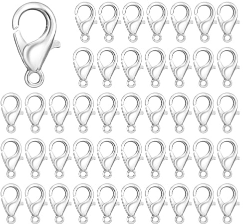 WLLHYF 200 Pcs Lobster Clasp Silver Lobster Claw Clasps Lobsters Clasp for Jewelry Making, DIY Necklace, Bracelet, Earring Accessories 12mm